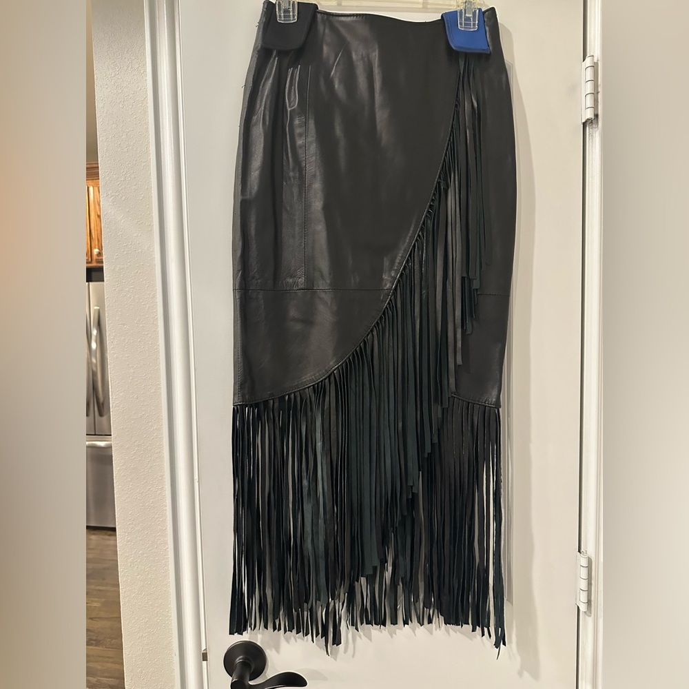 Elegant Black Fringe Maxi Skirt